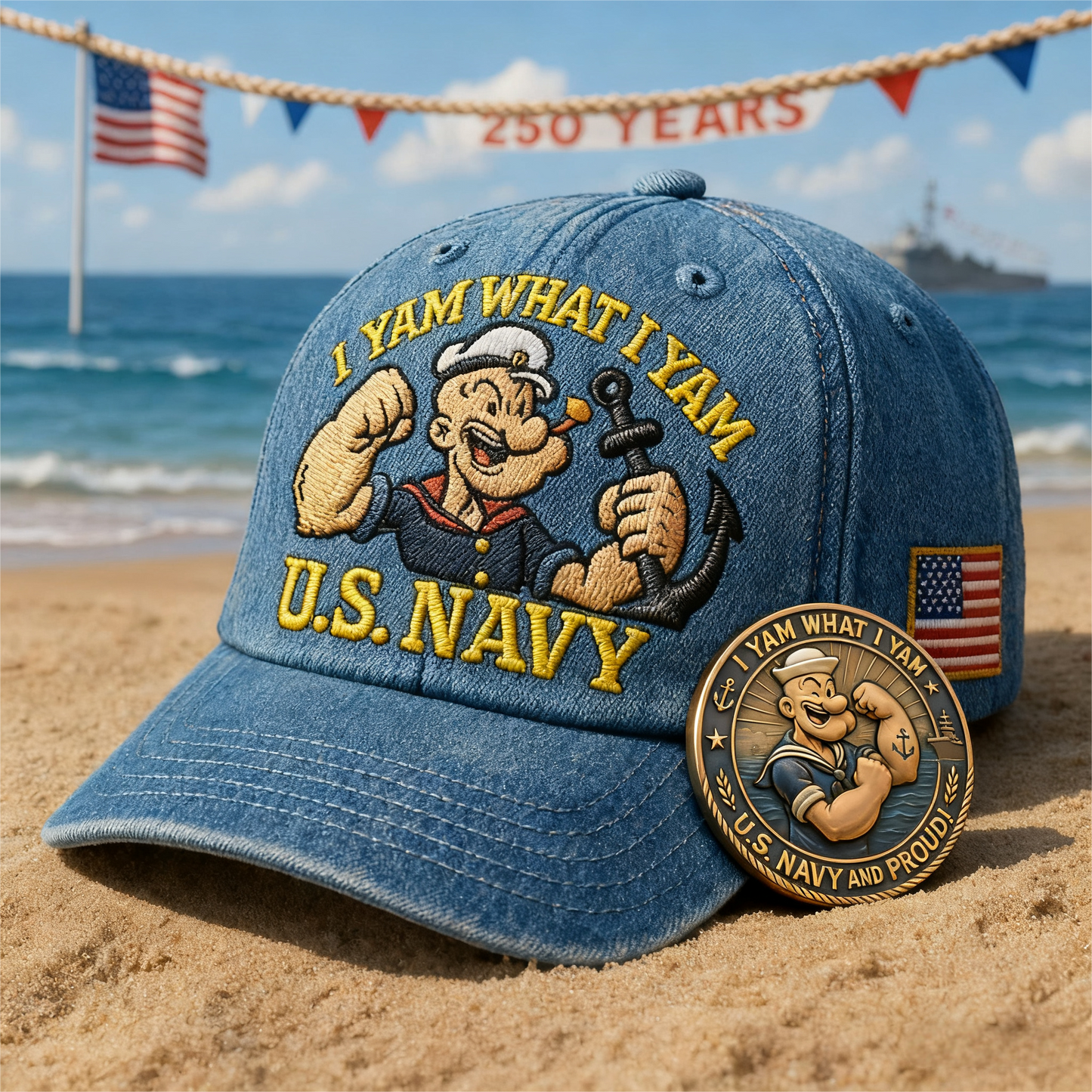 🇺🇸U.S. Navy Commemorative Cap & Coin – Anchor of Freedom⚓