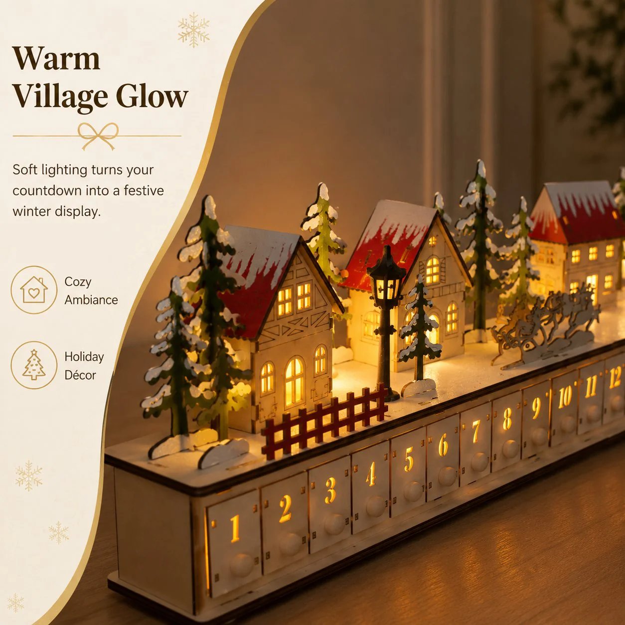 🏡🎁Wooden Village Advent Calendar With Led Glow(DIY Material Kit)