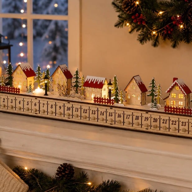 🏡🎁Wooden Village Advent Calendar With Led Glow(DIY Material Kit)