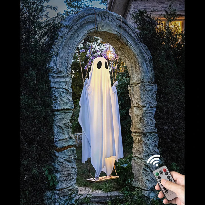 Hanging Swing Ghost Decoration Halloween 2026 Porch Lights