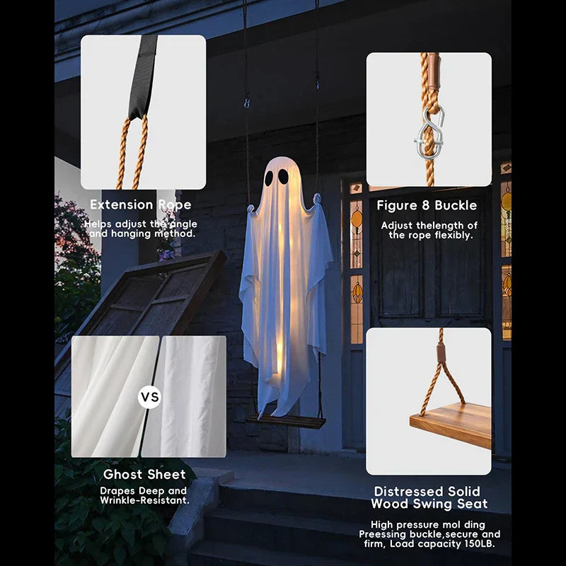 Hanging Swing Ghost Decoration Halloween 2026 Porch Lights