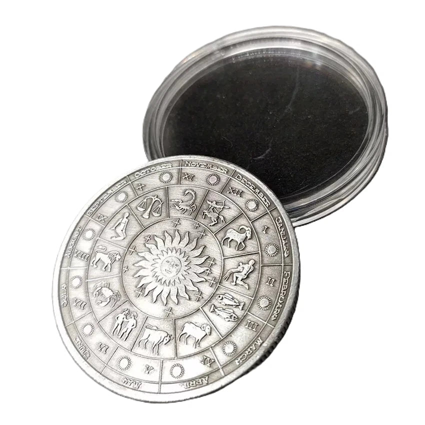 Commemorative Coin Badge Twelve Constellation Zodiac Colorful Medal Collectible